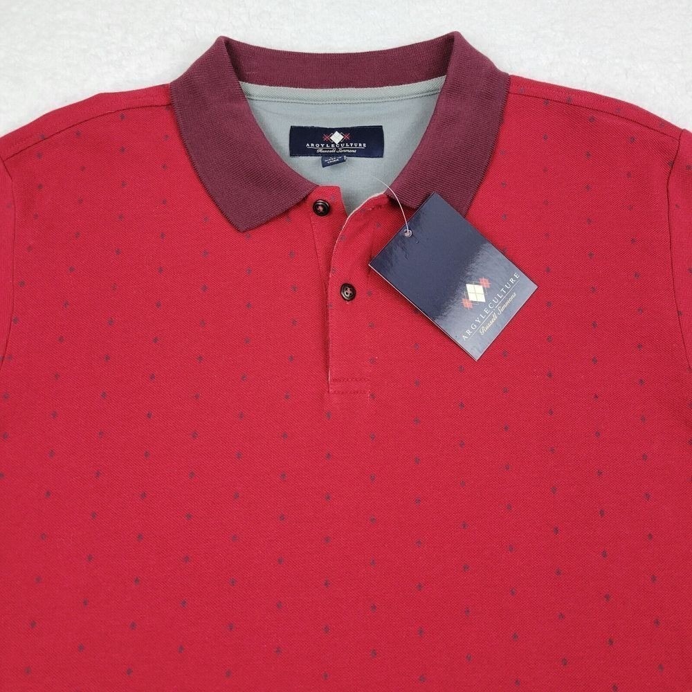 Argyle Culture Polo Shirt Rio Red Mens Medium M Short‎ Sleeve Cotton Blnd NWT